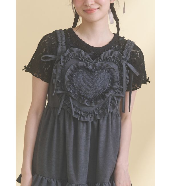 merry jenny「ribbon lace tee」|Tシャツ・カットソー|ブラック