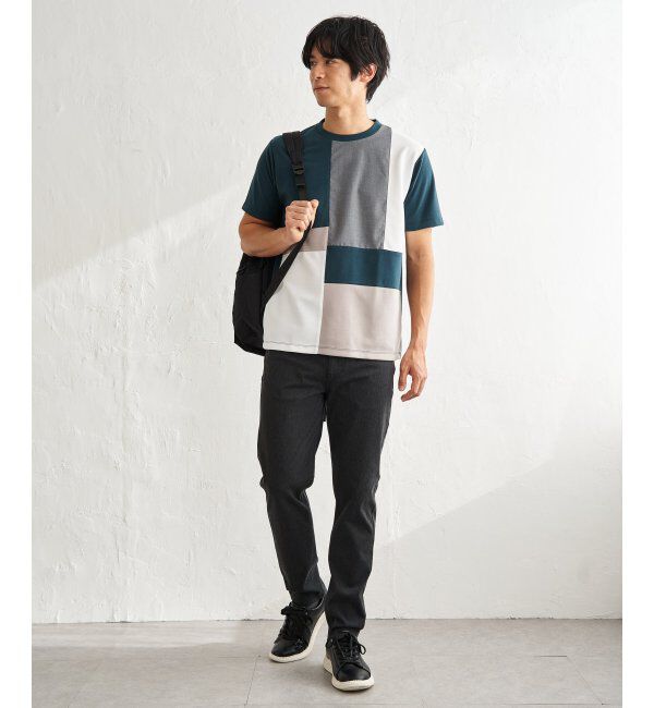 ikka「【雑誌MonoMax5月号掲載】ブロックス冷感切り替えTシャツ「小泉孝太郎さん着用モデル」」|Tシャツ・カットソー|