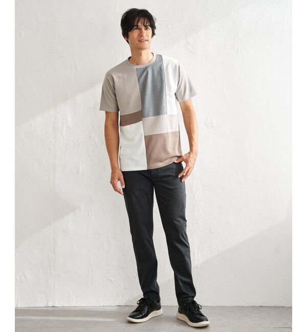 ikka「【雑誌MonoMax5月号掲載】ブロックス冷感切り替えTシャツ「小泉孝太郎さん着用モデル」」|Tシャツ・カットソー|