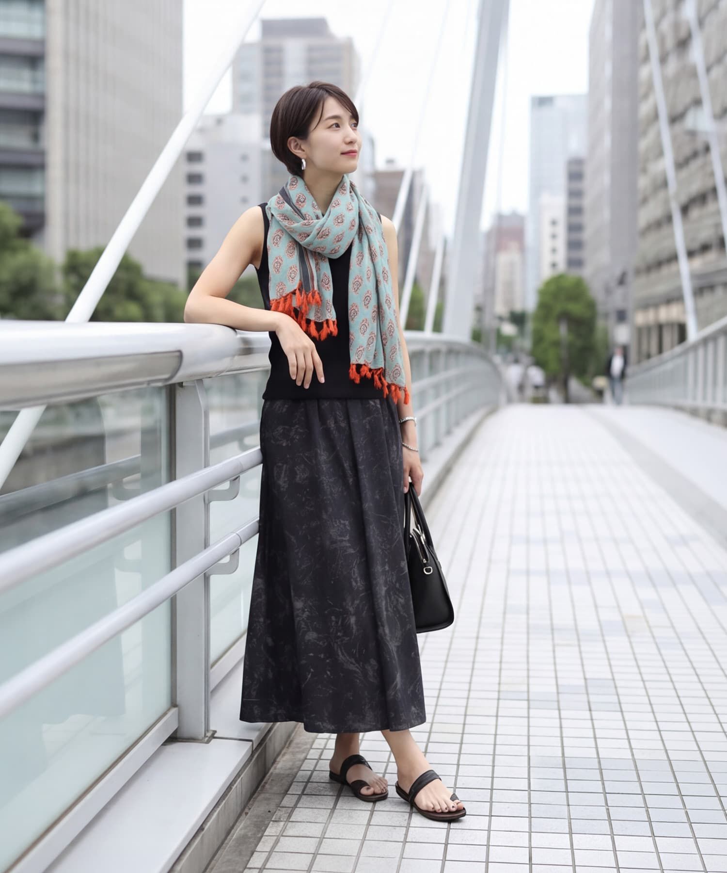 STYLE DELI「柄のシワ加工入りサマーストール」|ストール|