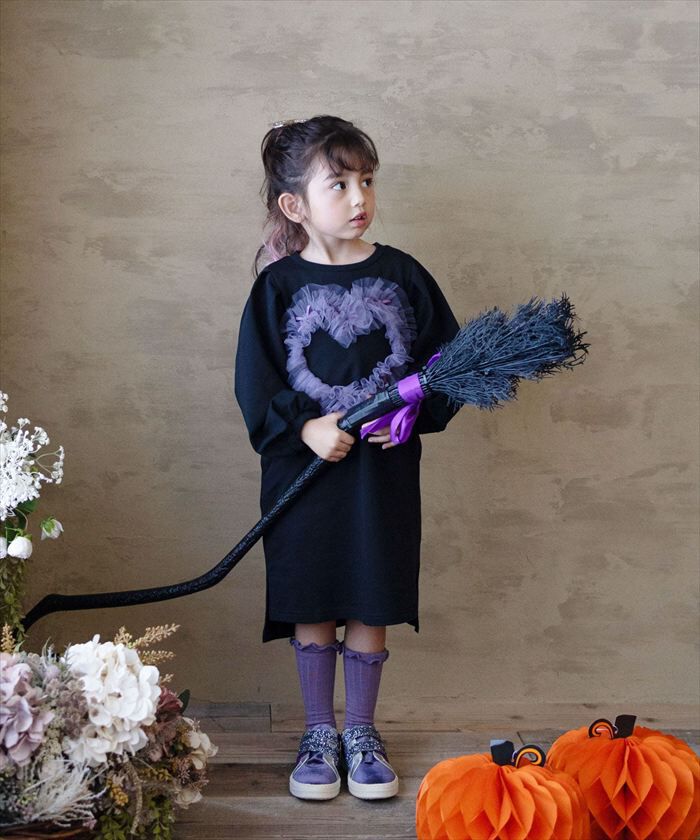 BACKYARD FAMILY「Rora ワンピース 通販 ムラサキ ハートワンピース 子供服 キッズワンピース 長袖 カジュアル」|その他|