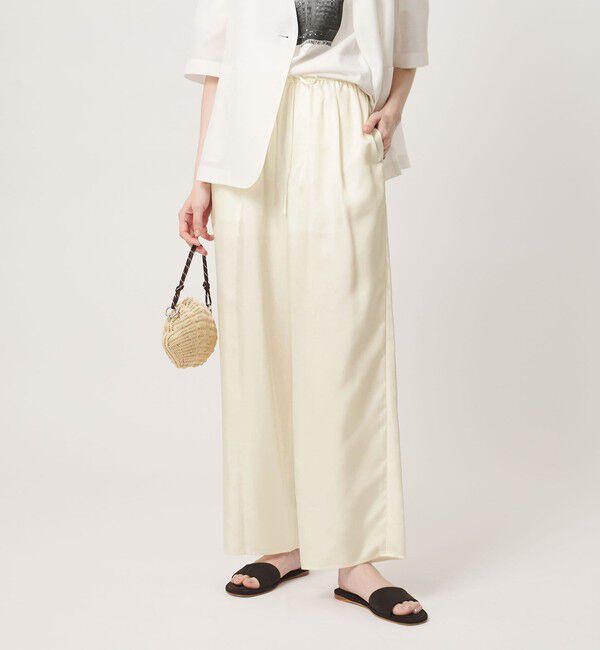 UNITED ARROWS「シルクライク イージーパンツ」|チノ|OFF WHITE
