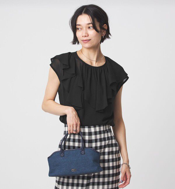 UNITED ARROWS green label relaxing「アシンメトリー フリル フレンチスリーブ ブラウス」|シャツ・ブラウス|