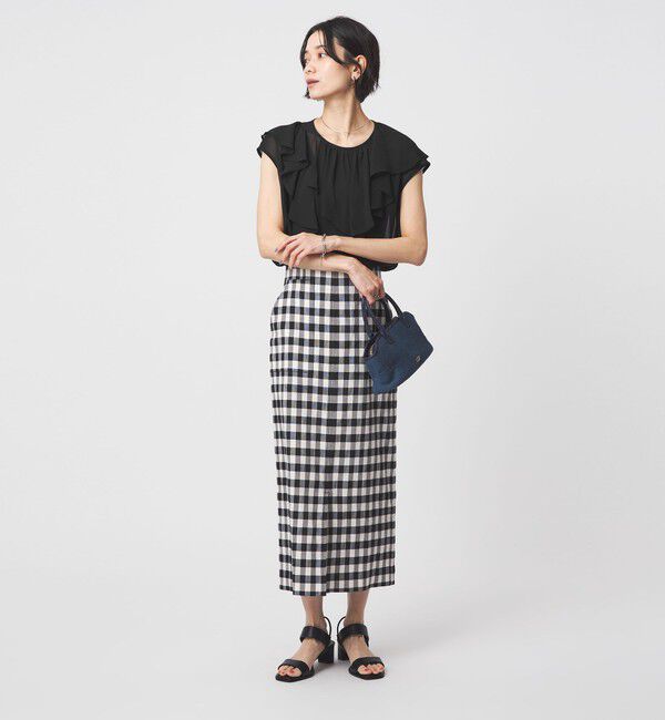 UNITED ARROWS green label relaxing「アシンメトリー フリル フレンチスリーブ ブラウス」|シャツ・ブラウス|