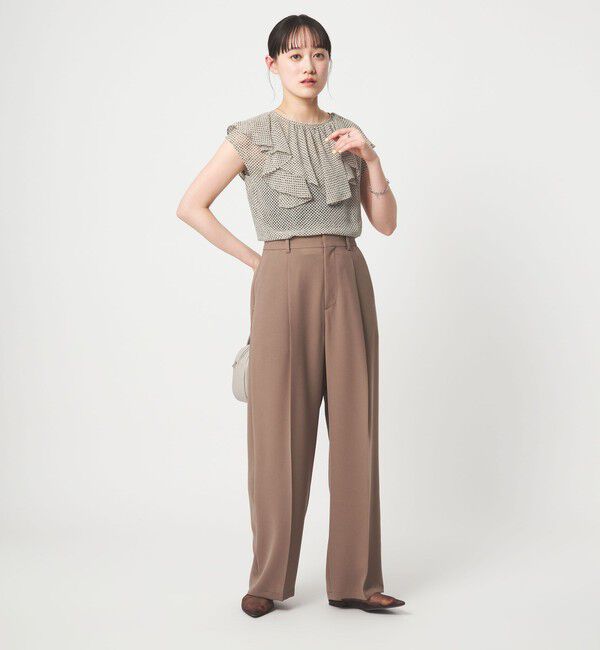 UNITED ARROWS green label relaxing「アシンメトリー フリル フレンチスリーブ ブラウス」|シャツ・ブラウス|