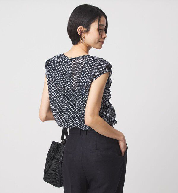UNITED ARROWS green label relaxing「アシンメトリー フリル フレンチスリーブ ブラウス」|シャツ・ブラウス|