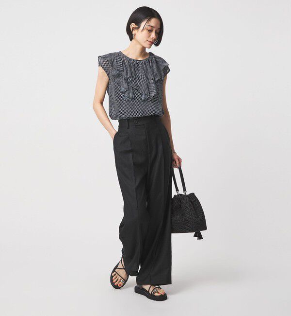 UNITED ARROWS green label relaxing「アシンメトリー フリル フレンチスリーブ ブラウス」|シャツ・ブラウス|