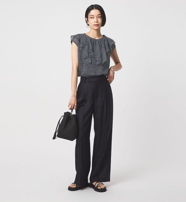 UNITED ARROWS green label relaxing「アシンメトリー フリル フレンチスリーブ ブラウス」|シャツ・ブラウス|