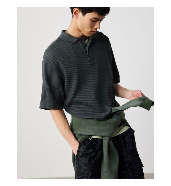 BEAMS「ショート リブ ポロシャツ【ワイドショートフィット】」|ポロシャツ|CHARCOAL.G
