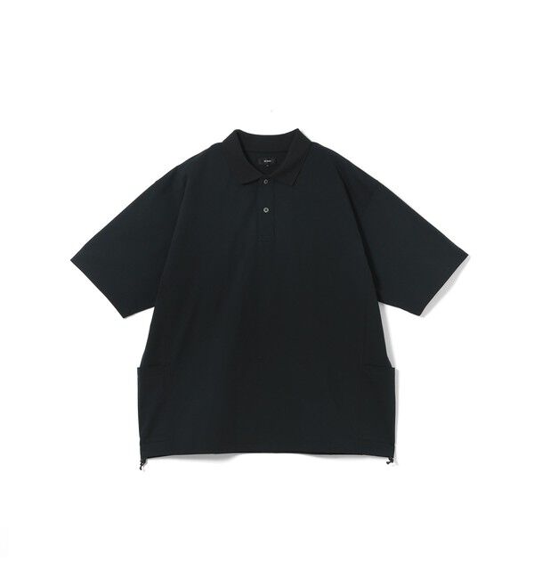 BEAMS「BEAMS｜サイド ポケット ポロシャツ｜吸湿速乾｜ストレッチ｜テックポロ｜オンオフ兼用」|ポロシャツ|BLACK