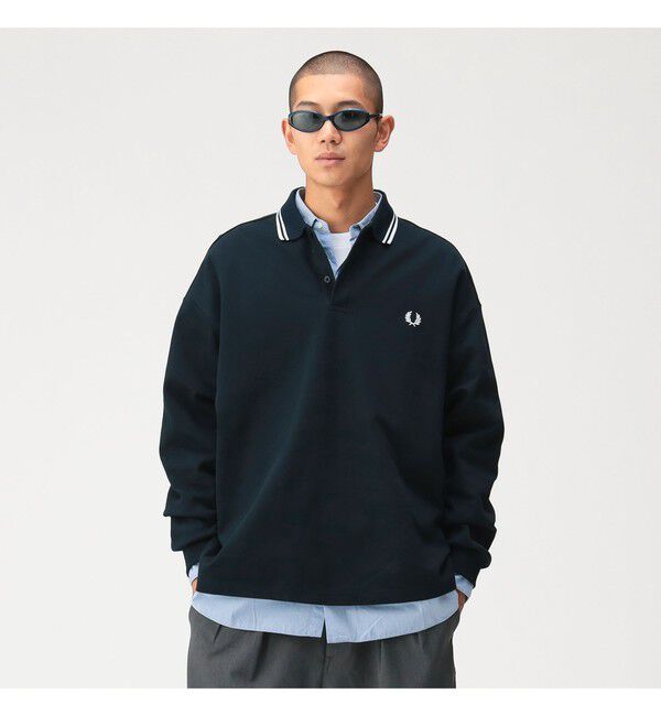 BEAMS「【別注】FRED PERRY / Pique Long Sleeve Polo Shirt」|ポロシャツ|NAVY