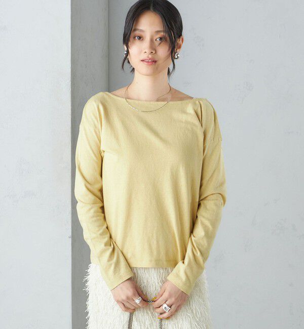 SHIPS for women「【SHIPS別注】onit:〈手洗い可能〉ラフィ 天竺 バック オープン ロング スリーブ◇」|Tシャツ・カットソー|