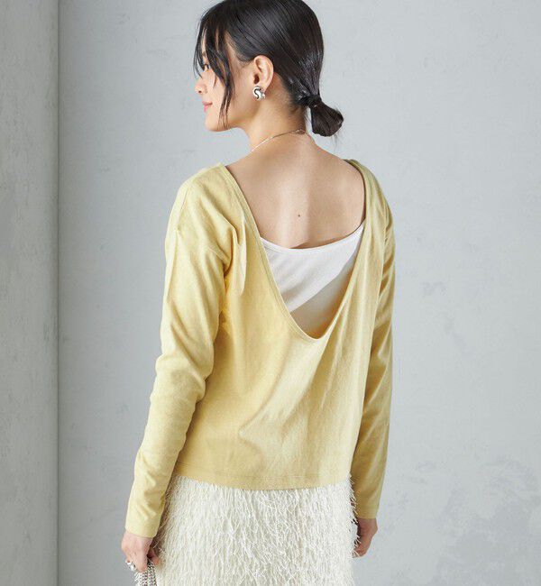SHIPS for women「【SHIPS別注】onit:〈手洗い可能〉ラフィ 天竺 バック オープン ロング スリーブ◇」|Tシャツ・カットソー|