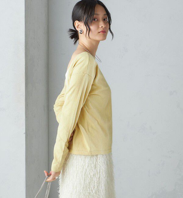 SHIPS for women「【SHIPS別注】onit:〈手洗い可能〉ラフィ 天竺 バック オープン ロング スリーブ◇」|Tシャツ・カットソー|