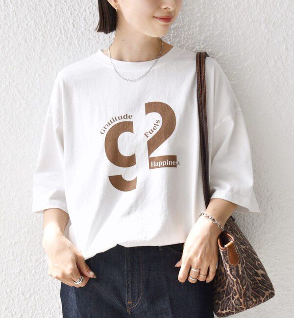 SHIPS for women「【SHIPS別注】81BRANCA:ロゴ 5分袖 TEE」|Tシャツ・カットソー|ホワイト系