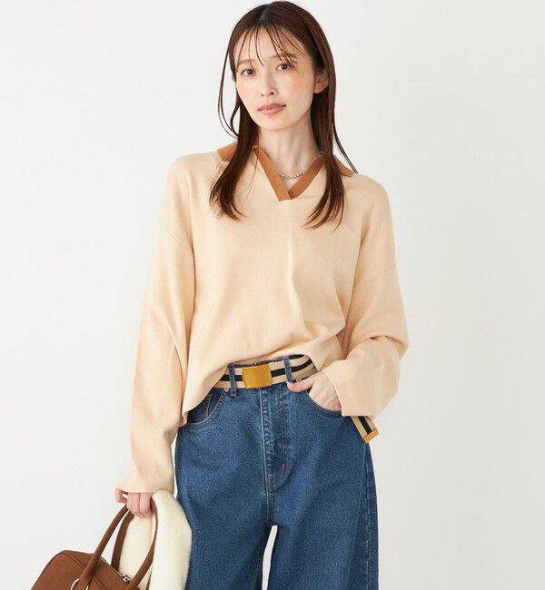 SHIPS Colors 「SHIPS Colors:〈手洗い可能〉スキッパー ニット &times; スカート セットアップ◇」|ニット・セーター|