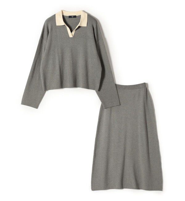 SHIPS Colors 「SHIPS Colors:〈手洗い可能〉スキッパー ニット &times; スカート セットアップ◇」|ニット・セーター|
