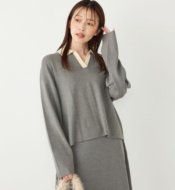 SHIPS Colors 「SHIPS Colors:〈手洗い可能〉スキッパー ニット &times; スカート セットアップ◇」|ニット・セーター|
