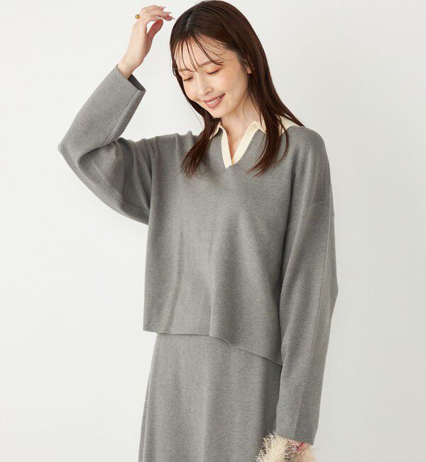 SHIPS Colors 「SHIPS Colors:〈手洗い可能〉スキッパー ニット &times; スカート セットアップ◇」|ニット・セーター|