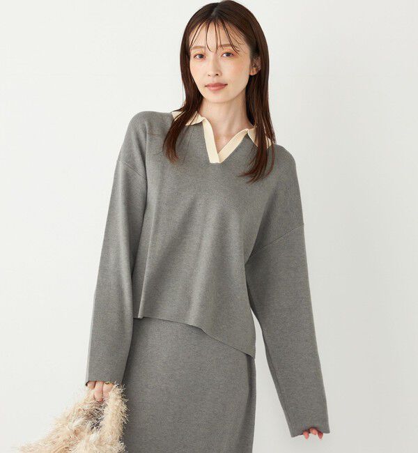 SHIPS Colors 「SHIPS Colors:〈手洗い可能〉スキッパー ニット &times; スカート セットアップ◇」|ニット・セーター|