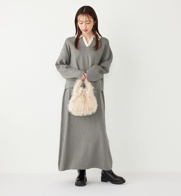 SHIPS Colors 「SHIPS Colors:〈手洗い可能〉スキッパー ニット &times; スカート セットアップ◇」|ニット・セーター|