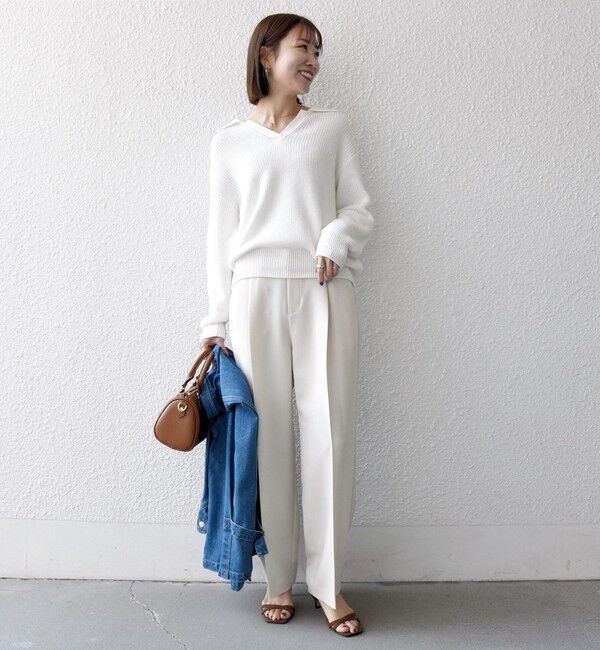 SHIPS any「SHIPS any:〈洗濯機可能〉ダブルクロス タック ストレート パンツ［NAVY BLUE］」|その他|