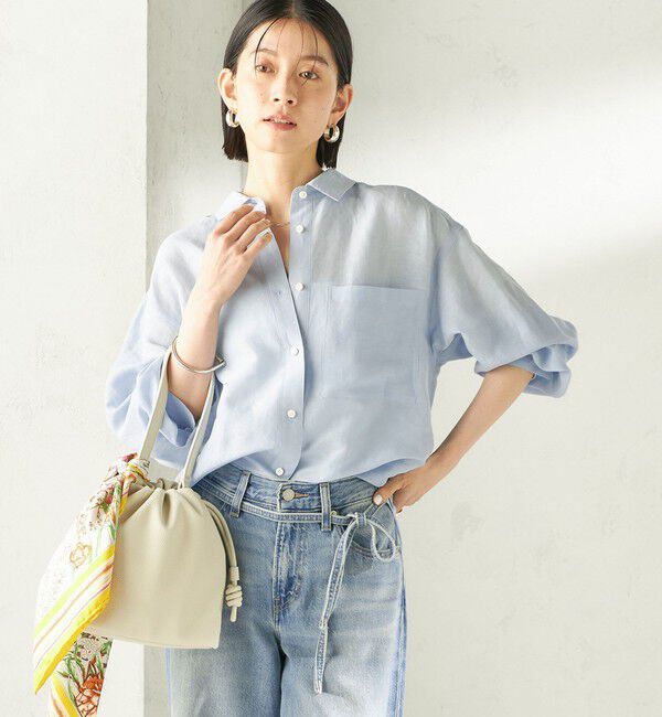 SHIPS for women「〈手洗い可能〉IMPERIAL LINEN 混 オーバー サイズ シャツ」|シャツ・ブラウス|