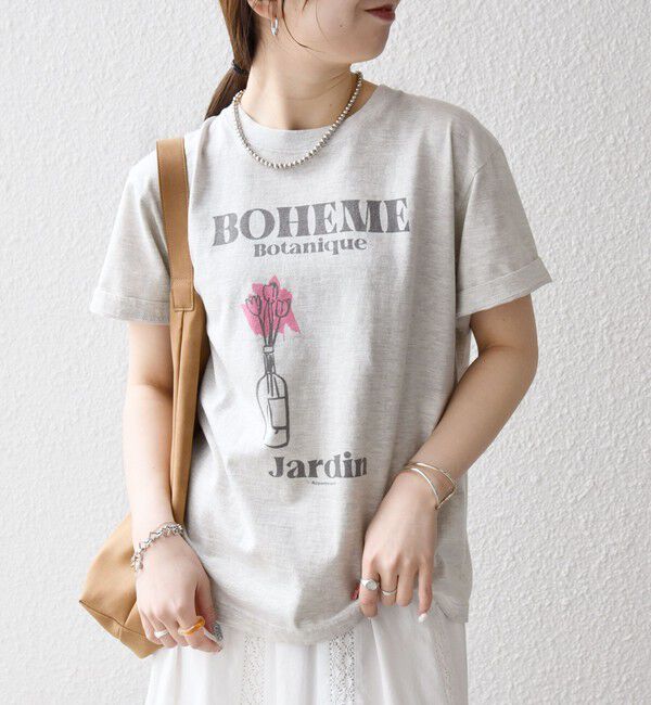 SHIPS any「TRICOMER:〈洗濯機可能〉フレンチ ロゴ プリント TEE」|Tシャツ・カットソー|ライトグレー