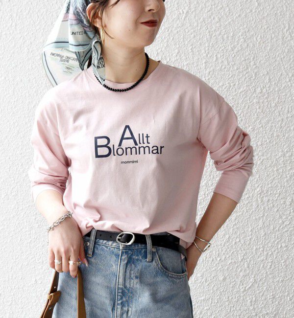 SHIPS any「【SHIPS any別注】monmimi:〈洗濯機可能〉ロゴ プリント ロンTEE 26SS」|Tシャツ・カットソー|ピンク