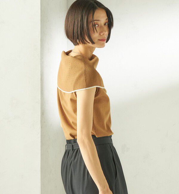 SHIPS for women「〈手洗い可能〉綿 ポリエステル 配色 2WAY 半袖 ニット」|ニット・セーター|