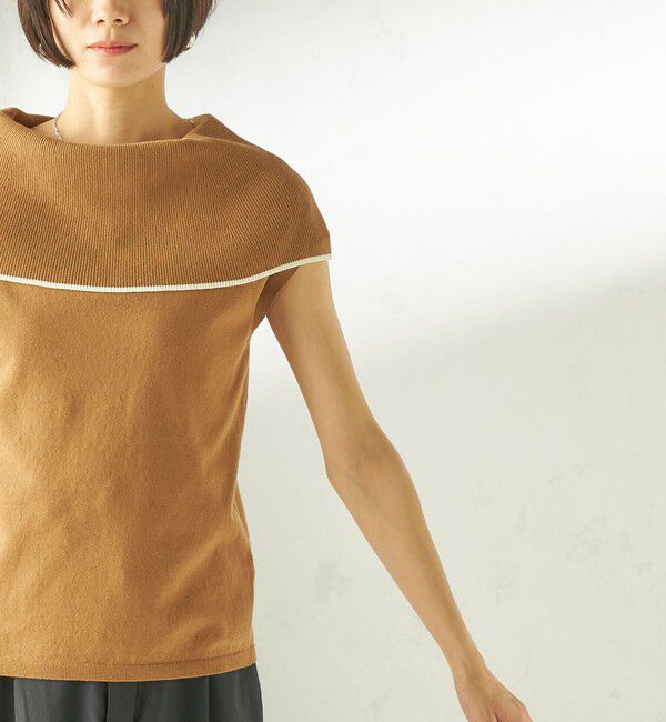 SHIPS for women「〈手洗い可能〉綿 ポリエステル 配色 2WAY 半袖 ニット」|ニット・セーター|