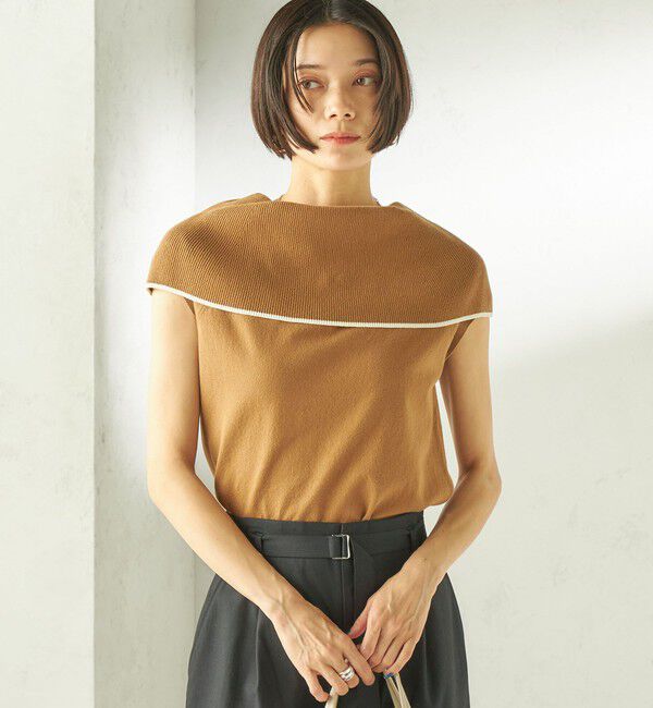 SHIPS for women「〈手洗い可能〉綿 ポリエステル 配色 2WAY 半袖 ニット」|ニット・セーター|