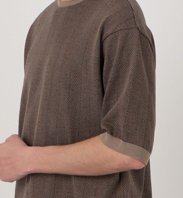 TOMORROWLAND MENS「TOMORROWLAND tricot ヘリンボーン柄 強撚ハイゲージコットンニットTシャツ」|ニット・セーター|