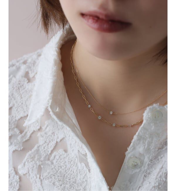 Lilas by Spick&Span「ダブルホールダイヤ5Pペーパークリップチェーンネックレス K18」|ネックレス|