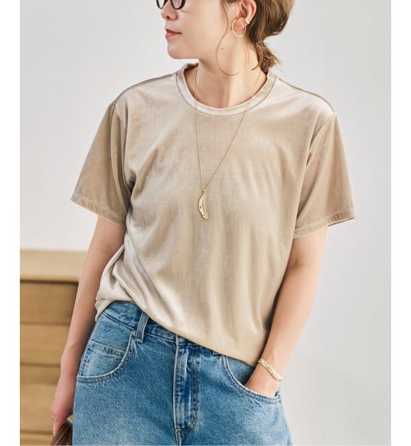 Spick and Span「TA / PEベロアTシャツ」|Tシャツ・カットソー|ベージュ