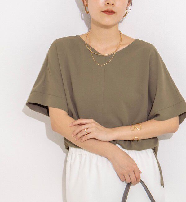 NOLLEY'S「【WEB＆一部店舗限定カラー】《セットアップ対応》ジョーゼットＶネックプルオーバー」|シャツ・ブラウス|オリーブ