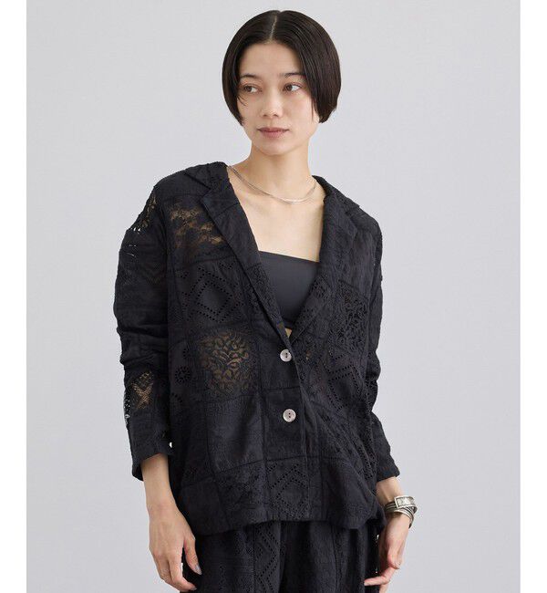 SALON adam et rope'「【WEB限定】刺繍レースパッチワークシャツジャケット/ セットアップ対応」|テーラードジャケット|