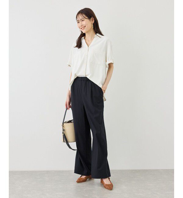 Rope&rsquo;Picnic「【ベストヒット】レーヨンナイロンイージーワイドパンツ/UVカット」|チノ|