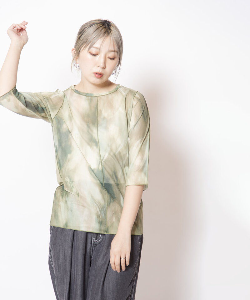  「プリントメロー切替Tシャツ」|Tシャツ・カットソー|