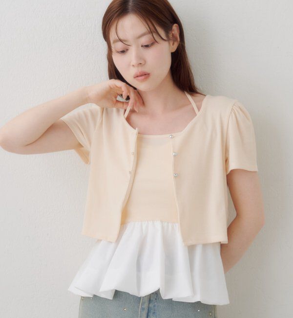  「【マルチウェイ】ホルターバルーンカーデSET」|Tシャツ・カットソー|アイボリー