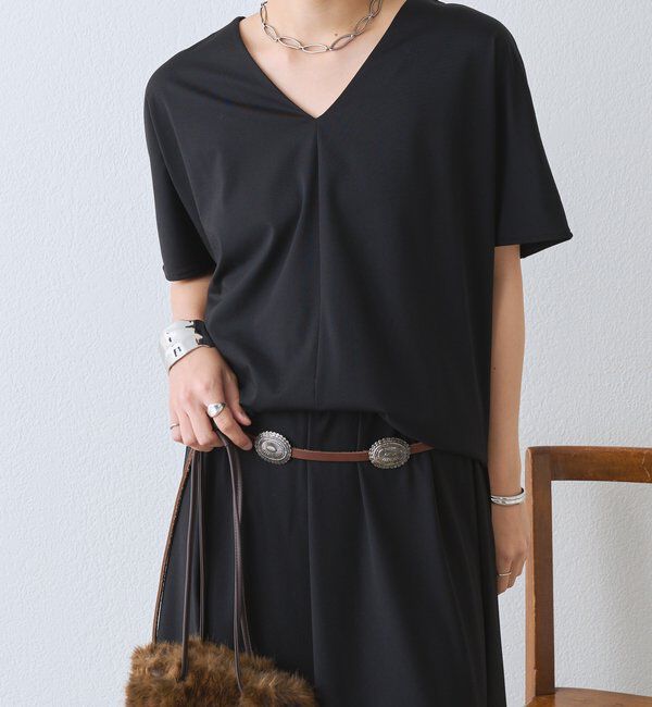  「Vネックコクーンカットソー【接触冷感/紫外線防止/セットアップ可】」|Tシャツ・カットソー|