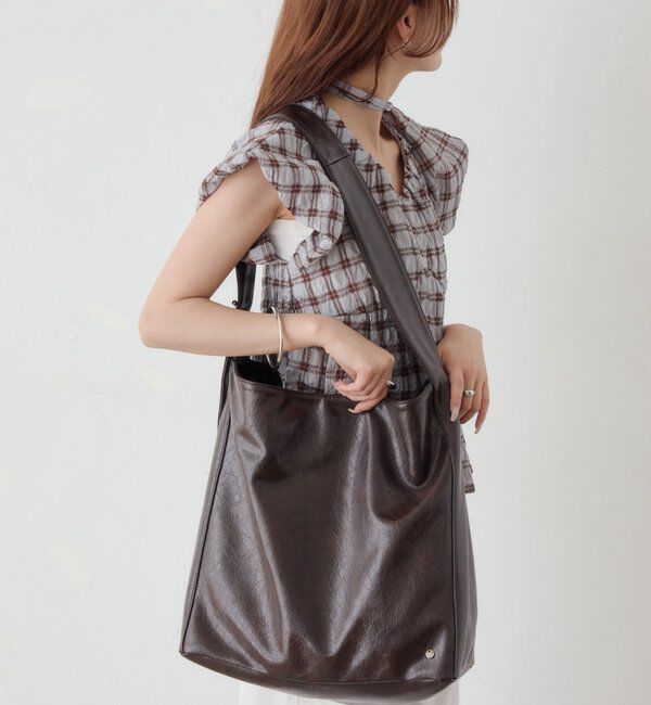  「チャーム付きベルトショルダーBAG」|トートバッグ|ブラウン