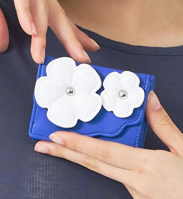 Rouge vif「【Casselini/キャセリーニ】フラワーぷっくりウォレット/財布/花【WEB」|財布|ブルー