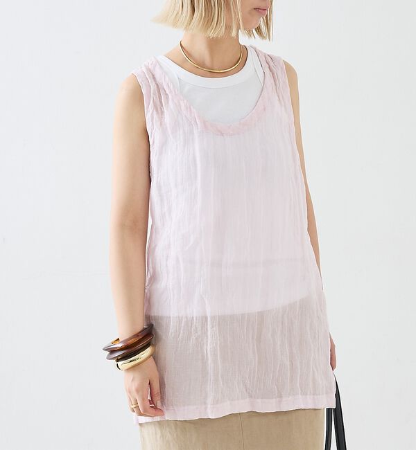 The Store by C' 「【TOTEME】Crinkled Gauze Tank Top／ガーゼタンクトッ」|キャミソール|ピンク