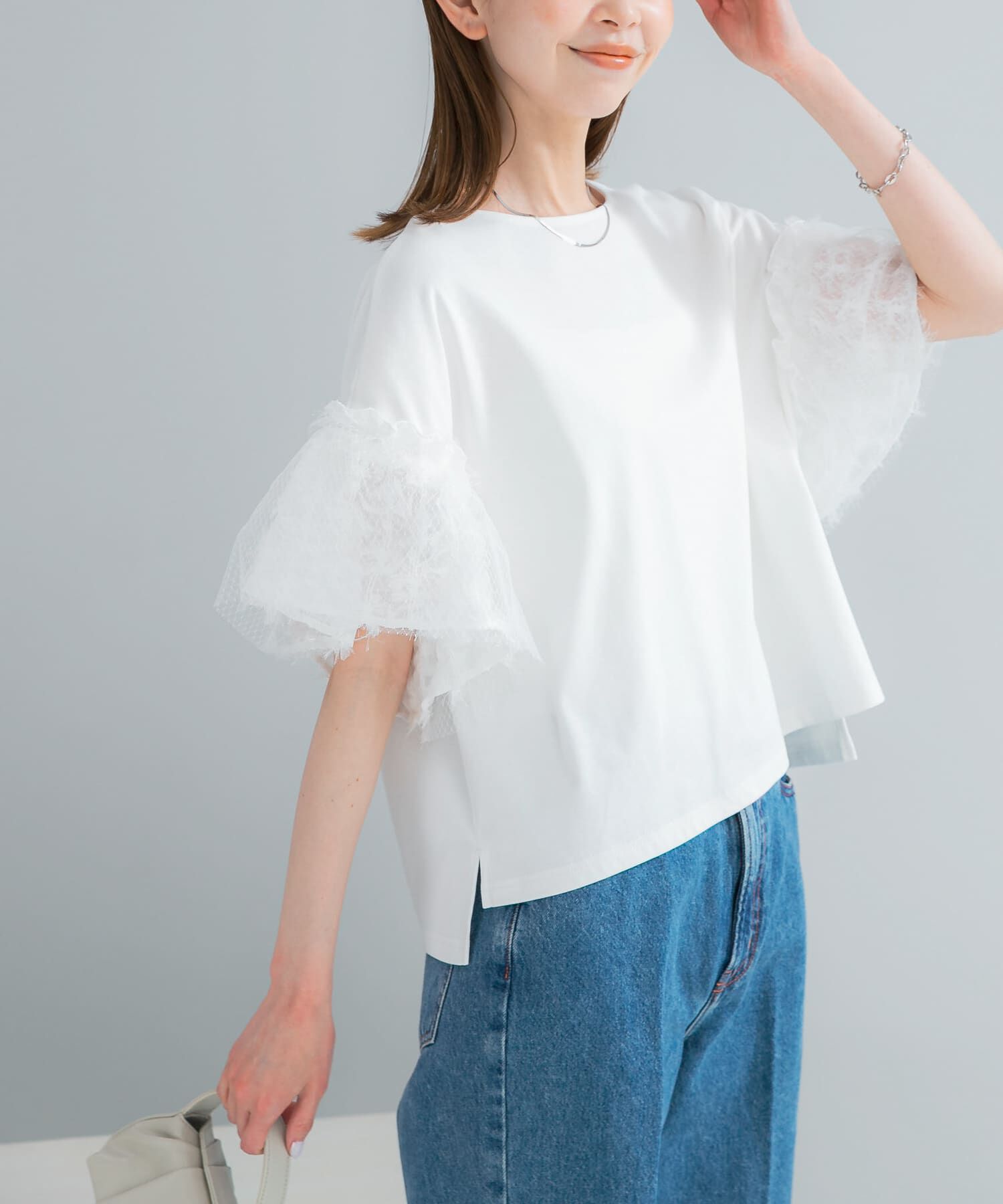 URBAN RESEARCH ROSSO「チュールドッキングTEEブラウス」|Tシャツ・カットソー|