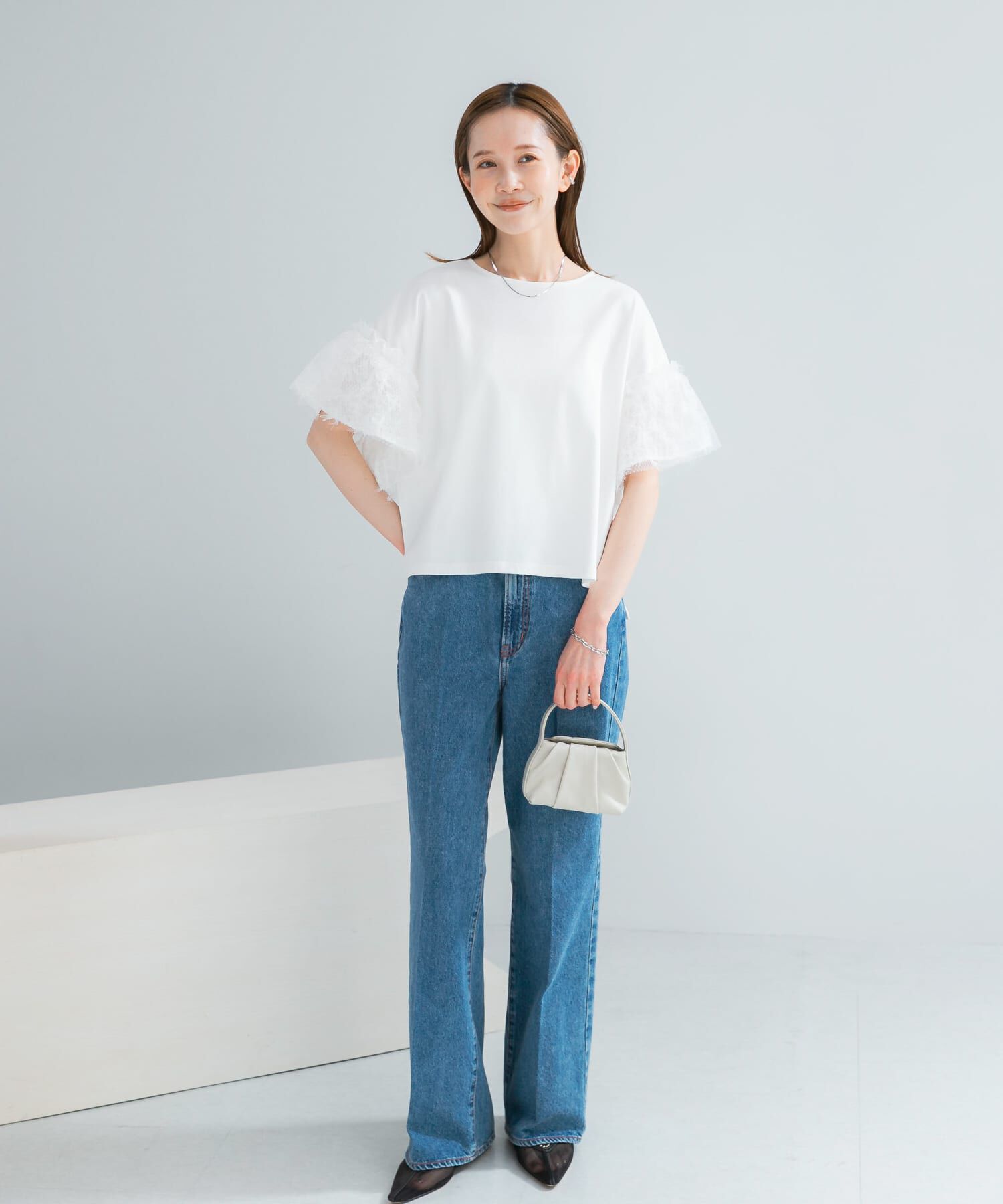 URBAN RESEARCH ROSSO「チュールドッキングTEEブラウス」|Tシャツ・カットソー|