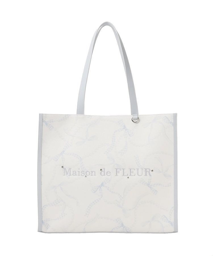 Maison de FLEUR「リボンパールプリントマルチポケットトートバッグ」|トートバッグ|
