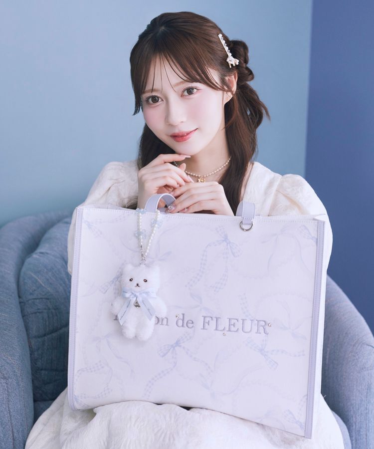 Maison de FLEUR「リボンパールプリントマルチポケットトートバッグ」|トートバッグ|