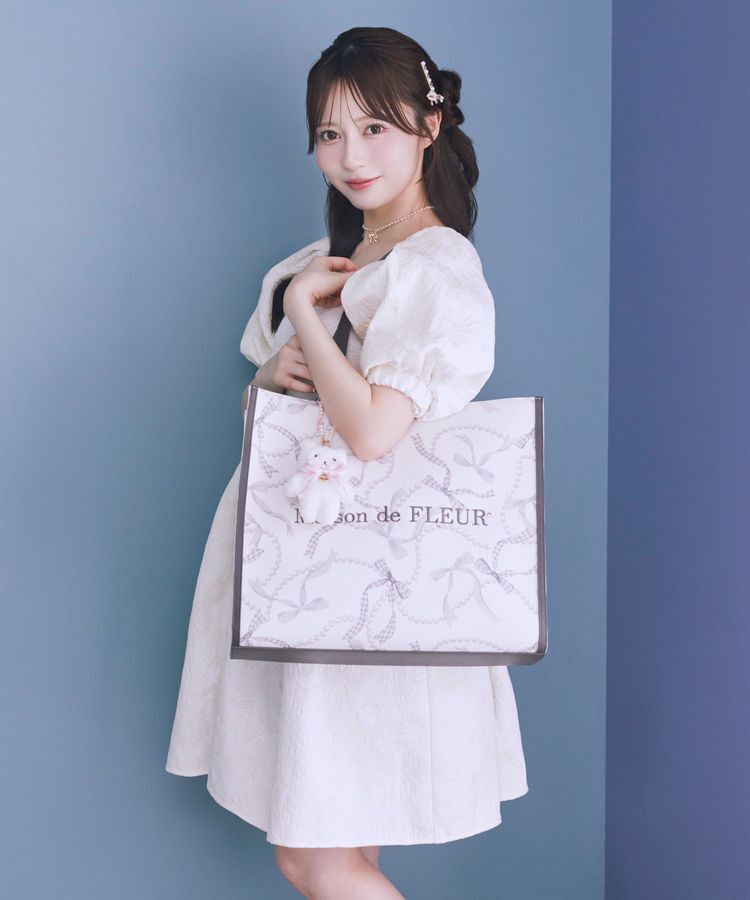 Maison de FLEUR「リボンパールプリントマルチポケットトートバッグ」|トートバッグ|
