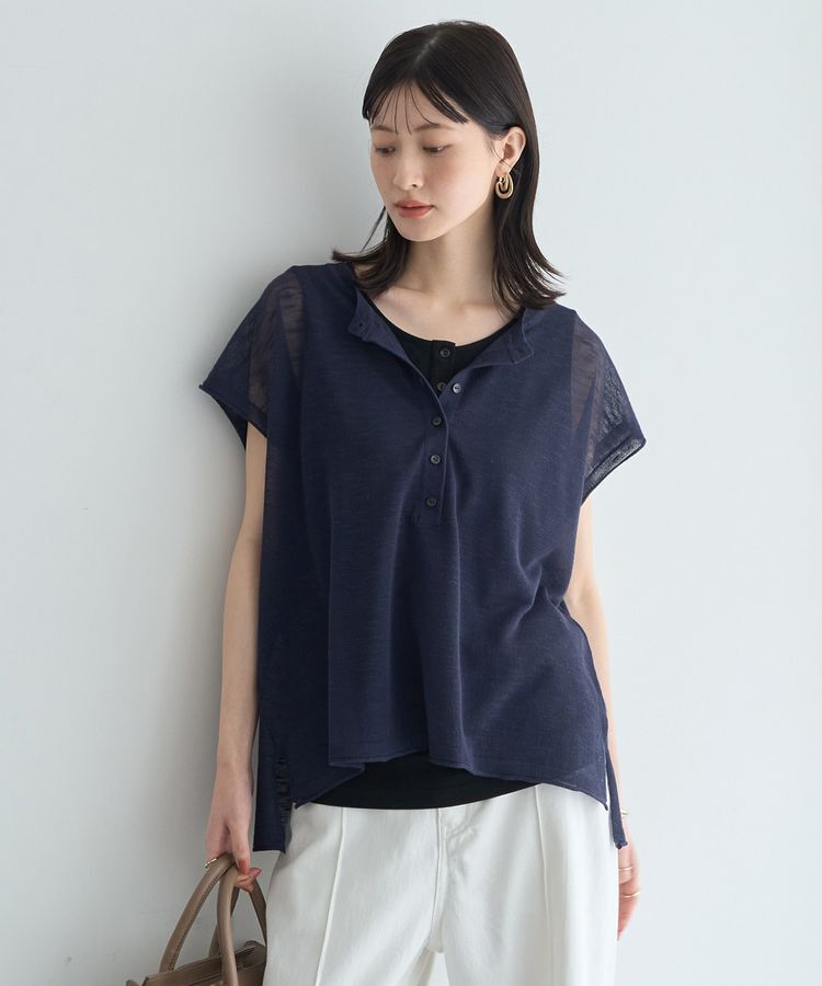 YECCA VECCA「【2点SET】ヘンリーネックスラブシアーニット」|ニット・セーター|Navy